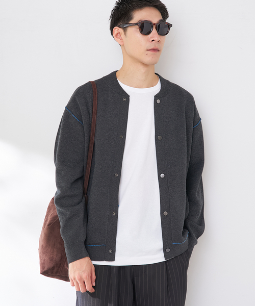 B.C STOCK(ベーセーストック)の「ANTS & ELEPHANTS 2TONE スウェットライク リブカーディガン(カーディガン/ボレロ・メンズ・グレー/チャコールグレー/ブラウン/レッド・LARGE/MEDIUM)」の8枚目の写真