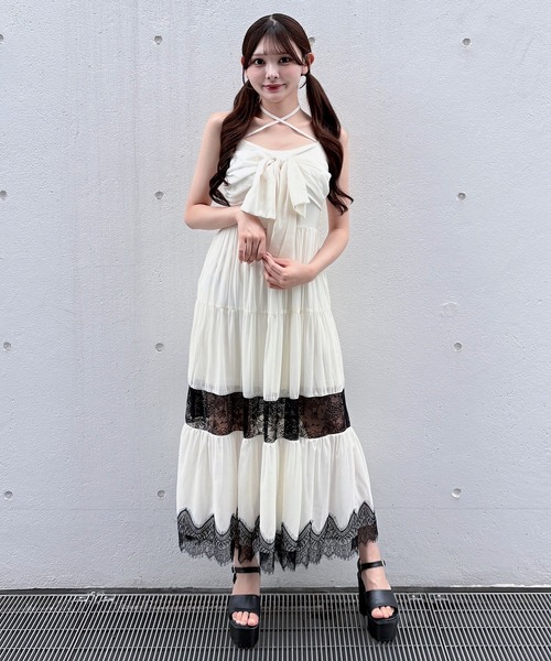 NOMAE(ノーマエ)の「レースラインリボンキャミワンピース(ワンピース・レディース・ブラック/ホワイト系その他/ピンク/ホワイト・FREE)」の6枚目の写真