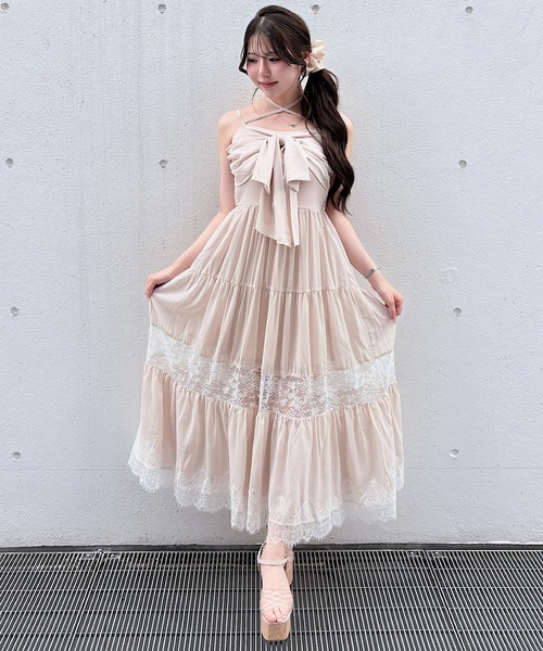 NOMAE(ノーマエ)の「レースラインリボンキャミワンピース(ワンピース・レディース・ブラック/ホワイト系その他/ピンク/ホワイト・FREE)」の15枚目の写真