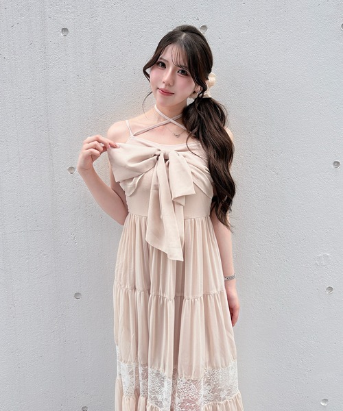 NOMAE(ノーマエ)の「レースラインリボンキャミワンピース(ワンピース・レディース・ブラック/ホワイト系その他/ピンク/ホワイト・FREE)」の17枚目の写真