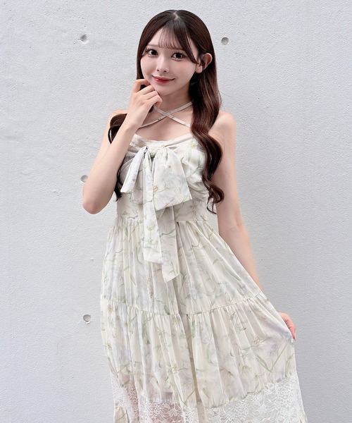 NOMAE(ノーマエ)の「レースラインリボンキャミワンピース(ワンピース・レディース・ブラック/ホワイト系その他/ピンク/ホワイト・FREE)」の8枚目の写真
