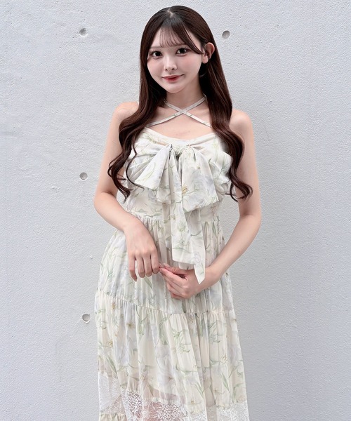 NOMAE(ノーマエ)の「レースラインリボンキャミワンピース(ワンピース・レディース・ブラック/ホワイト系その他/ピンク/ホワイト・FREE)」の9枚目の写真