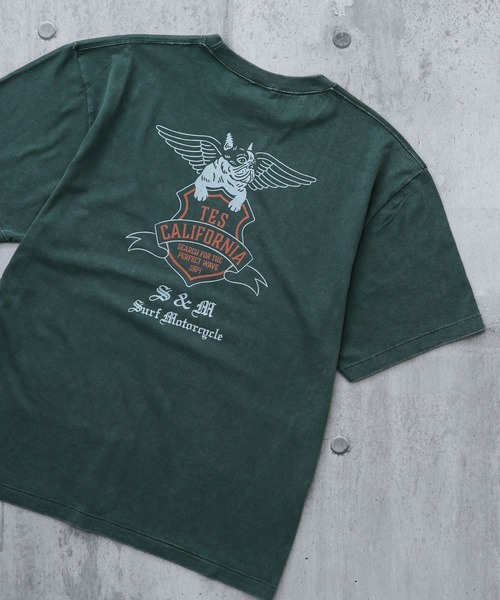 The Endless Summer（エンドレスサマー）の「【WEB / FLAG SHOP限定】TES VINTAGE BIKER T-SHIRT / 半袖Tシャツ（Tシャツ/カットソー・メンズ・ダークグリーン/ブラック/ネイビー/チャコール・MEDIUM/LARGE/X-LARGE/XX-LARGE）」の3枚目の写真