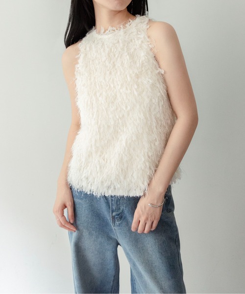 on:nue（オンニュ）の「【on:nue】[着用動画あり！] フリンジアメスリトップス（シャツ/ブラウス・レディース・グレー/アイボリー/ブラック・FREE）」の13枚目の写真