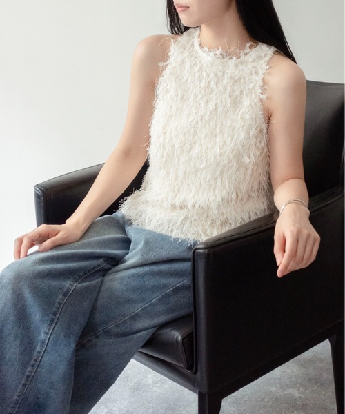on:nue（オンニュ）の「【on:nue】[着用動画あり！] フリンジアメスリトップス（シャツ/ブラウス・レディース・グレー/アイボリー/ブラック・FREE）」の17枚目の写真