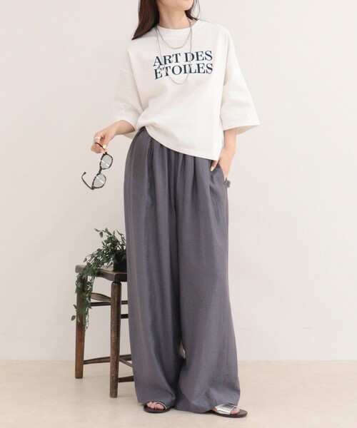 fredy emue(フレディエミュ)の「フロッキーロゴ5分袖Tシャツ(Tシャツ/カットソー・レディース・グレー/オフホワイト/ライトグレー・38)」の9枚目の写真