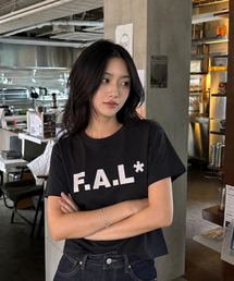FAL レディース クロップ半袖Tシャツ[ブラック]