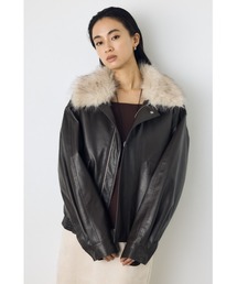 【不動の人気アウターがついに予約開始】フェイクレザー/スエード2WAYファー付ブルゾン 秋服 冬服 ファー取り外し可 2サイズ着丈差【身長/骨格別着用画像あり】