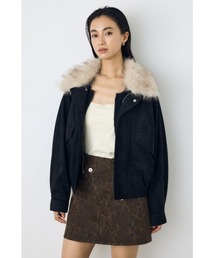 【不動の人気アウターがついに予約開始】フェイクレザー/スエード2WAYファー付ブルゾン 秋服 冬服 ファー取り外し可 2サイズ着丈差【身長/骨格別着用画像あり】
