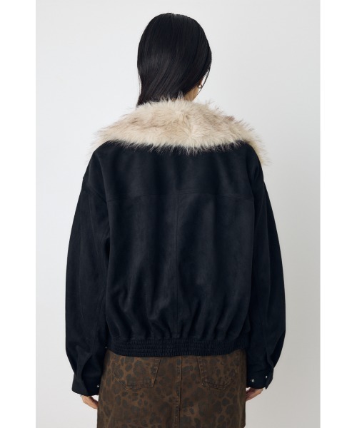 AZUL by moussy（アズールバイマウジー）の「【不動の人気アウターがついに予約開始】フェイクレザー/スエード2WAYファー付ブルゾン　秋服　冬服　ファー取り外し可　2サイズ着丈差【身長/骨格別着用画像あり】（ブルゾン・レディース・ダークブラウン/ベージュ/ブラック/ブラック系その他2・MEDIUM/SMALL）」の20枚目の写真
