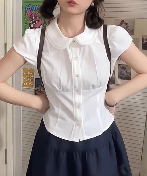 gossip！ロサンゼルス（ゴシップロサンゼルス）の「YUGA　ピーターパンカラー　トップス（シャツ/ブラウス・レディース・ホワイト・L/M）」の2枚目の写真