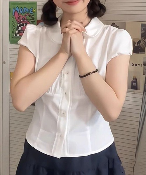 gossip！ロサンゼルス（ゴシップロサンゼルス）の「YUGA　ピーターパンカラー　トップス（シャツ/ブラウス・レディース・ホワイト・L/M）」の3枚目の写真