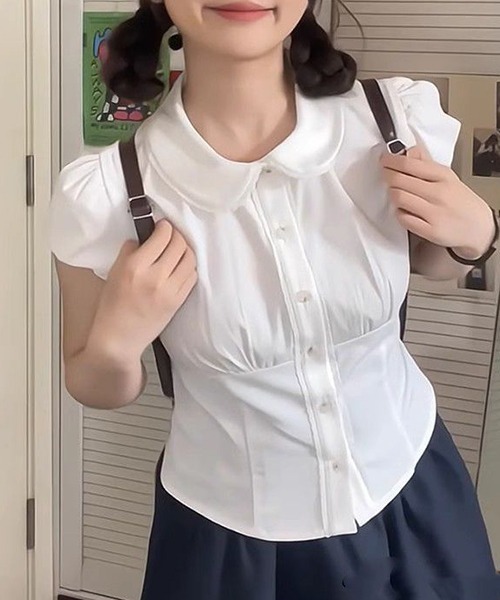 gossip！ロサンゼルス（ゴシップロサンゼルス）の「YUGA　ピーターパンカラー　トップス（シャツ/ブラウス・レディース・ホワイト・L/M）」の5枚目の写真