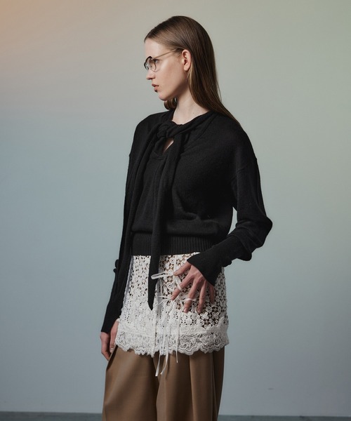 MAISON SPECIAL（メゾンスペシャル）の「【2026Autumn PRE-ORDER】Scarf Knit Top/マフラーニットトップ（ニット/セーター・レディース・グリーン/グレー/ブラック・FREE）」の5枚目の写真