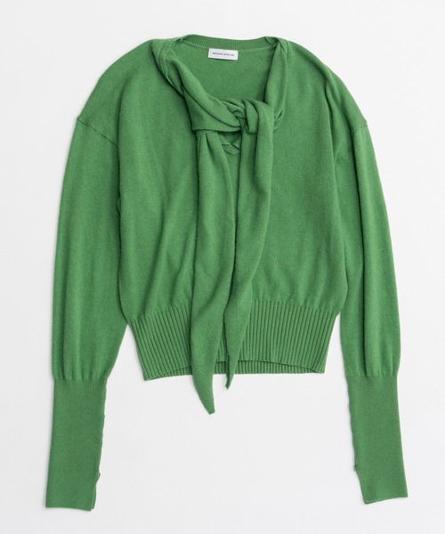 MAISON SPECIAL（メゾンスペシャル）の「【2026Autumn PRE-ORDER】Scarf Knit Top/マフラーニットトップ（ニット/セーター・レディース・グリーン/グレー/ブラック・FREE）」の16枚目の写真
