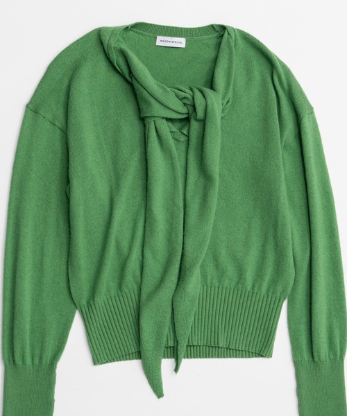 MAISON SPECIAL（メゾンスペシャル）の「【2026Autumn PRE-ORDER】Scarf Knit Top/マフラーニットトップ（ニット/セーター・レディース・グリーン/グレー/ブラック・FREE）」の17枚目の写真