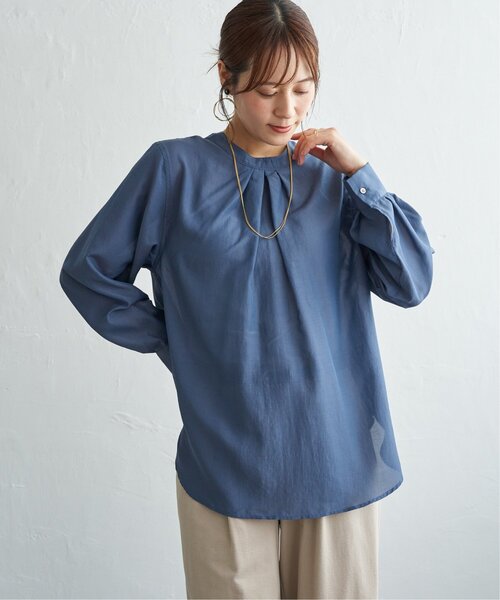 ikka(イッカ)の「前後2WAYバンドカラーシャツ(シャツ/ブラウス・レディース・グリーン/オフホワイト/ピンク/グレイッシュベージュ/チャコール/ブルー・M/L)」の22枚目の写真