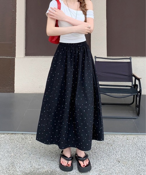 MAISON DE THERESE(メゾン ド テレーズ)の「クラシックAライン水玉切り替えワイドスカート(デニムスカート・レディース・ブルー/アイボリー/Black・M)」の11枚目の写真