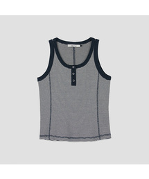 SCOOP NECK EYELET STRIPE SLEEVELESS (T-7218)