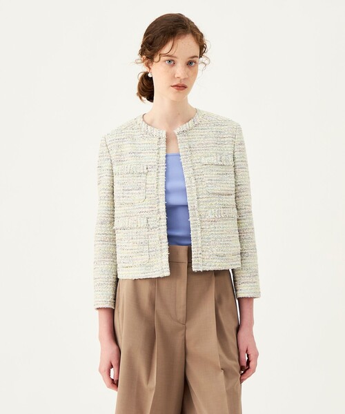 BALLSEY(ボールジィ)の「メランジツイード クルーネックジャケット(ノーカラージャケット・レディース・ホワイト系その他・36)」の3枚目の写真