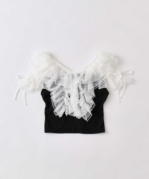 Belle Charme（ベルシャルム）の「【Belle Charme】Elegant　Frill　Lace　Tops（Tシャツ/カットソー・レディース・ブラック/オフホワイト/トップグレー・FREE）」の10枚目の写真