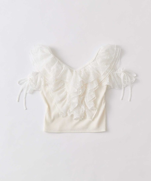 Belle Charme（ベルシャルム）の「【Belle Charme】Elegant　Frill　Lace　Tops（Tシャツ/カットソー・レディース・ブラック/オフホワイト/トップグレー・FREE）」の6枚目の写真