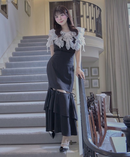 Belle Charme（ベルシャルム）の「【Belle Charme】Elegant　Frill　Lace　Tops（Tシャツ/カットソー・レディース・ブラック/オフホワイト/トップグレー・FREE）」の7枚目の写真