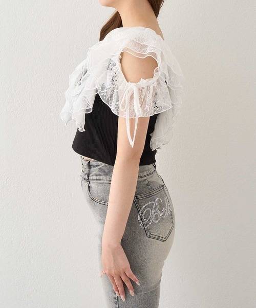 Belle Charme（ベルシャルム）の「【Belle Charme】Elegant　Frill　Lace　Tops（Tシャツ/カットソー・レディース・ブラック/オフホワイト/トップグレー・FREE）」の12枚目の写真
