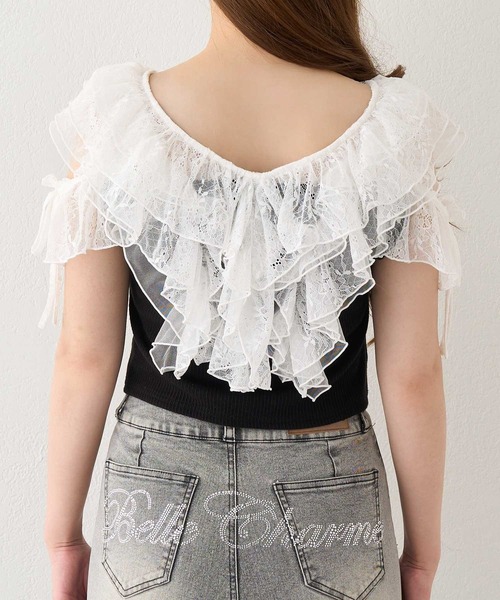 Belle Charme（ベルシャルム）の「【Belle Charme】Elegant　Frill　Lace　Tops（Tシャツ/カットソー・レディース・ブラック/オフホワイト/トップグレー・FREE）」の13枚目の写真