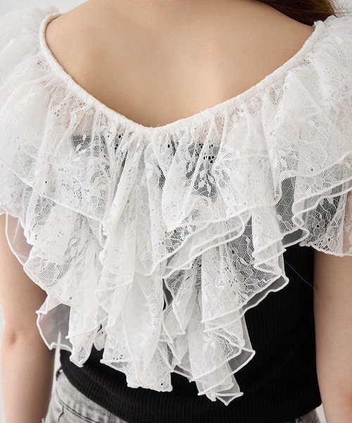 Belle Charme（ベルシャルム）の「【Belle Charme】Elegant　Frill　Lace　Tops（Tシャツ/カットソー・レディース・ブラック/オフホワイト/トップグレー・FREE）」の16枚目の写真