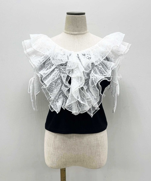 Belle Charme（ベルシャルム）の「【Belle Charme】Elegant　Frill　Lace　Tops（Tシャツ/カットソー・レディース・ブラック/オフホワイト/トップグレー・FREE）」の18枚目の写真