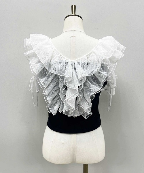 Belle Charme（ベルシャルム）の「【Belle Charme】Elegant　Frill　Lace　Tops（Tシャツ/カットソー・レディース・ブラック/オフホワイト/トップグレー・FREE）」の20枚目の写真