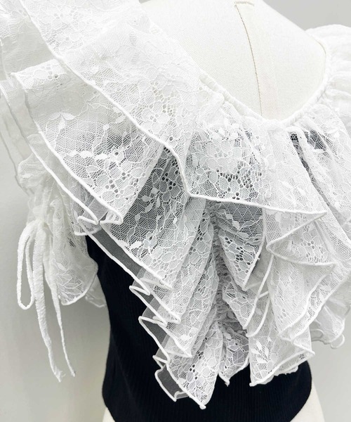 Belle Charme（ベルシャルム）の「【Belle Charme】Elegant　Frill　Lace　Tops（Tシャツ/カットソー・レディース・ブラック/オフホワイト/トップグレー・FREE）」の21枚目の写真