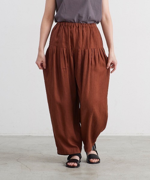 HEAVENLY（ヘブンリー）の「【 HEAVENLY / ヘブンリー 】 9x9 Heavy Linen Tuck Pants / 9×9 ヘビーリネン タック パンツ　2637041　DLI（その他パンツ・レディース・ブラウン/ブラック・FREE）」の5枚目の写真