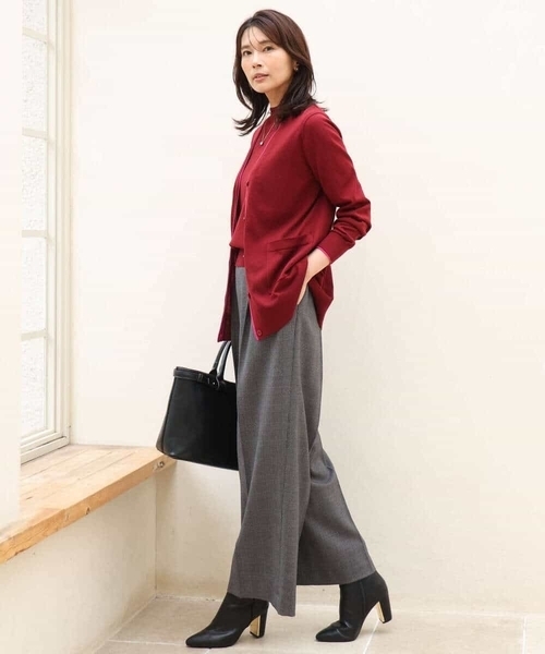 MK MICHEL KLEIN（エムケーミッシェルクラン）の「[洗える/イージーケア/抗ピリング/ナチュラルストレッチ/ソフトタッチ]ストレートワイドシルエットパンツ（チェック）（スラックス・レディース・ダークグレー・38）」の5枚目の写真