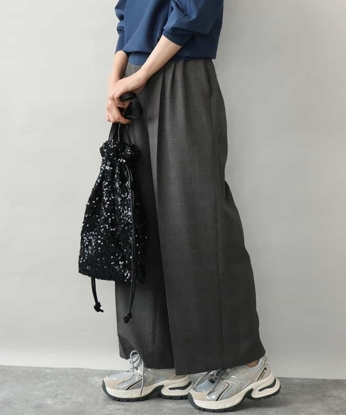 MK MICHEL KLEIN（エムケーミッシェルクラン）の「[洗える/イージーケア/抗ピリング/ナチュラルストレッチ/ソフトタッチ]ストレートワイドシルエットパンツ（チェック）（スラックス・レディース・ダークグレー・38）」の8枚目の写真