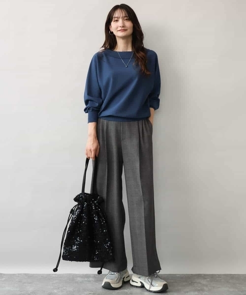 MK MICHEL KLEIN（エムケーミッシェルクラン）の「[洗える/イージーケア/抗ピリング/ナチュラルストレッチ/ソフトタッチ]ストレートワイドシルエットパンツ（チェック）（スラックス・レディース・ダークグレー・38）」の10枚目の写真