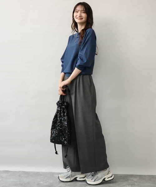 MK MICHEL KLEIN（エムケーミッシェルクラン）の「[洗える/イージーケア/抗ピリング/ナチュラルストレッチ/ソフトタッチ]ストレートワイドシルエットパンツ（チェック）（スラックス・レディース・ダークグレー・38）」の11枚目の写真