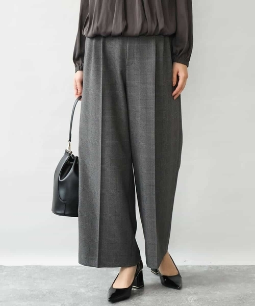 MK MICHEL KLEIN（エムケーミッシェルクラン）の「[洗える/イージーケア/抗ピリング/ナチュラルストレッチ/ソフトタッチ]ストレートワイドシルエットパンツ（チェック）（スラックス・レディース・ダークグレー・38）」の12枚目の写真