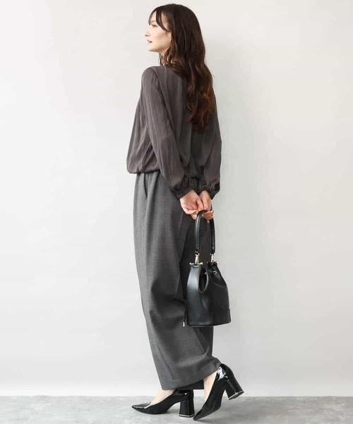 MK MICHEL KLEIN（エムケーミッシェルクラン）の「[洗える/イージーケア/抗ピリング/ナチュラルストレッチ/ソフトタッチ]ストレートワイドシルエットパンツ（チェック）（スラックス・レディース・ダークグレー・38）」の15枚目の写真