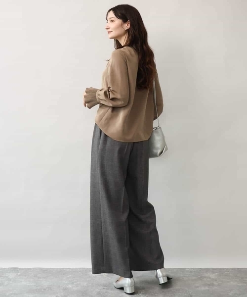 MK MICHEL KLEIN（エムケーミッシェルクラン）の「[洗える/イージーケア/抗ピリング/ナチュラルストレッチ/ソフトタッチ]ストレートワイドシルエットパンツ（チェック）（スラックス・レディース・ダークグレー・38）」の19枚目の写真