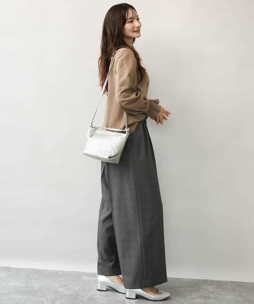 MK MICHEL KLEIN（エムケーミッシェルクラン）の「[洗える/イージーケア/抗ピリング/ナチュラルストレッチ/ソフトタッチ]ストレートワイドシルエットパンツ（チェック）（スラックス・レディース・ダークグレー・38）」の20枚目の写真