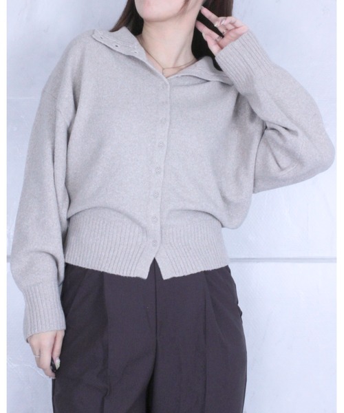 amini(アミニ)の「プチハイネックカーディガン(カーディガン/ボレロ・レディース・ベージュ/ダークブラウン/ブラック/杢グレー・FREE)」の14枚目の写真