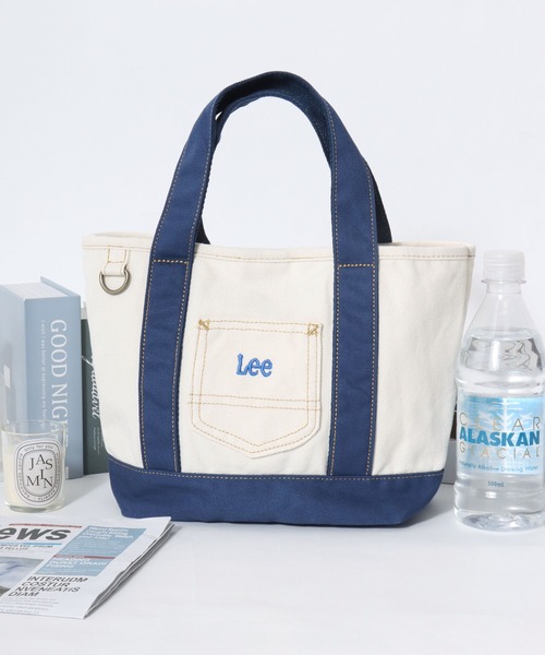 Lee(リー)の「Lee/リー キャンバス ロゴ ワンポイント刺繍 ワークポケット ミニトートバッグ/ランチバッグ/レディース メンズ(トートバッグ・レディース・ネイビー/グリーン/インディゴブルー/ブラック/レッド・FREE)」の3枚目の写真