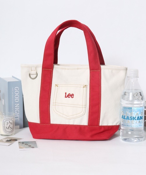 Lee(リー)の「Lee/リー キャンバス ロゴ ワンポイント刺繍 ワークポケット ミニトートバッグ/ランチバッグ/レディース メンズ(トートバッグ・レディース・ネイビー/グリーン/インディゴブルー/ブラック/レッド・FREE)」の5枚目の写真