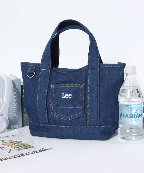 Lee(リー)の「Lee/リー キャンバス ロゴ ワンポイント刺繍 ワークポケット ミニトートバッグ/ランチバッグ/レディース メンズ(トートバッグ・レディース・ネイビー/グリーン/インディゴブルー/ブラック/レッド・FREE)」の4枚目の写真