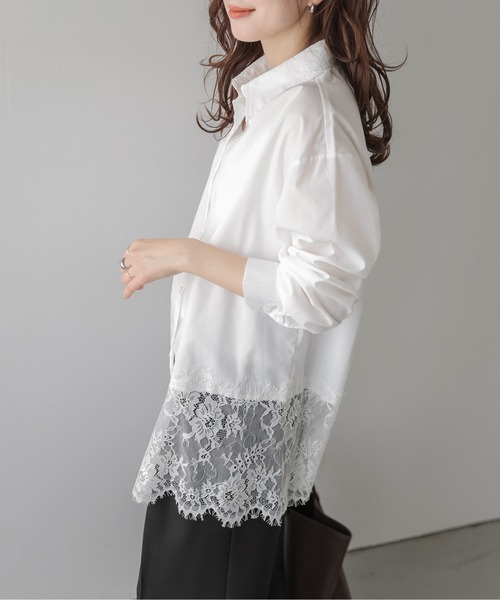 La-gemme(ラジェム)の「フラワーレース切替 シャツブラウス(シャツ/ブラウス・レディース・ブラック/ホワイト・フリー)」の9枚目の写真