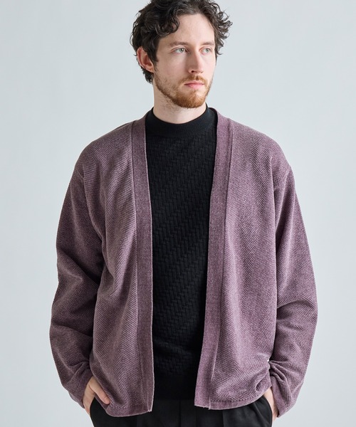 MEN'S BIGI(メンズビギ)の「モールヘリンボン ボタンレスカーディガン(カーディガン/ボレロ・メンズ・パープル/ブルー/ブラック・03/02)」の3枚目の写真