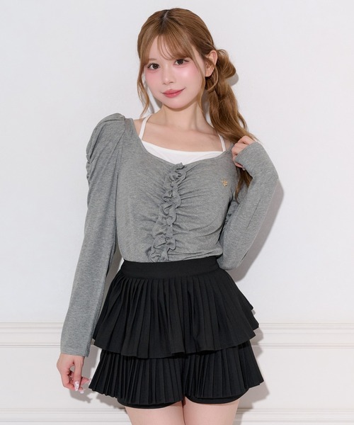 apres jour(アプレジュール)の「レイヤード風ギャザードッキングトップス(Tシャツ/カットソー・レディース・グレー/アイボリー/サックスブルー/ブラック・FREE/X-LARGE)」の4枚目の写真