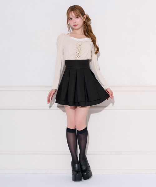 apres jour(アプレジュール)の「レイヤード風ギャザードッキングトップス(Tシャツ/カットソー・レディース・グレー/アイボリー/サックスブルー/ブラック・FREE/X-LARGE)」の7枚目の写真
